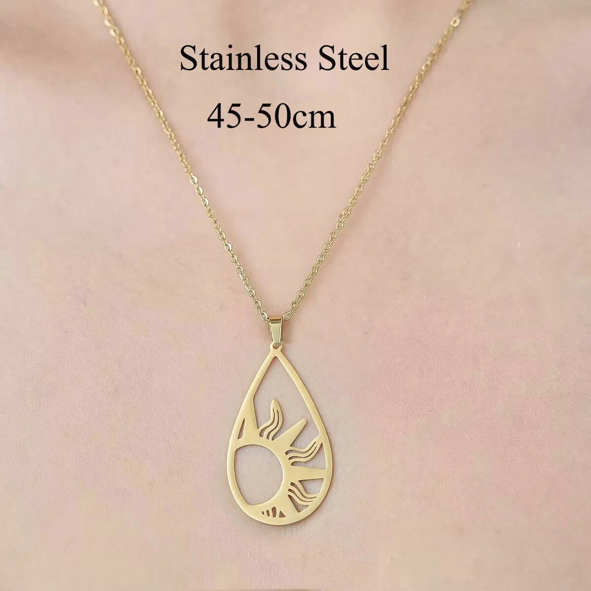 Wholesale Jewelry IG Style Simple Style Cross Sector Moon 201 Stainless Steel 18K Gold Plated Polishing Hollow Out Pendant Necklace