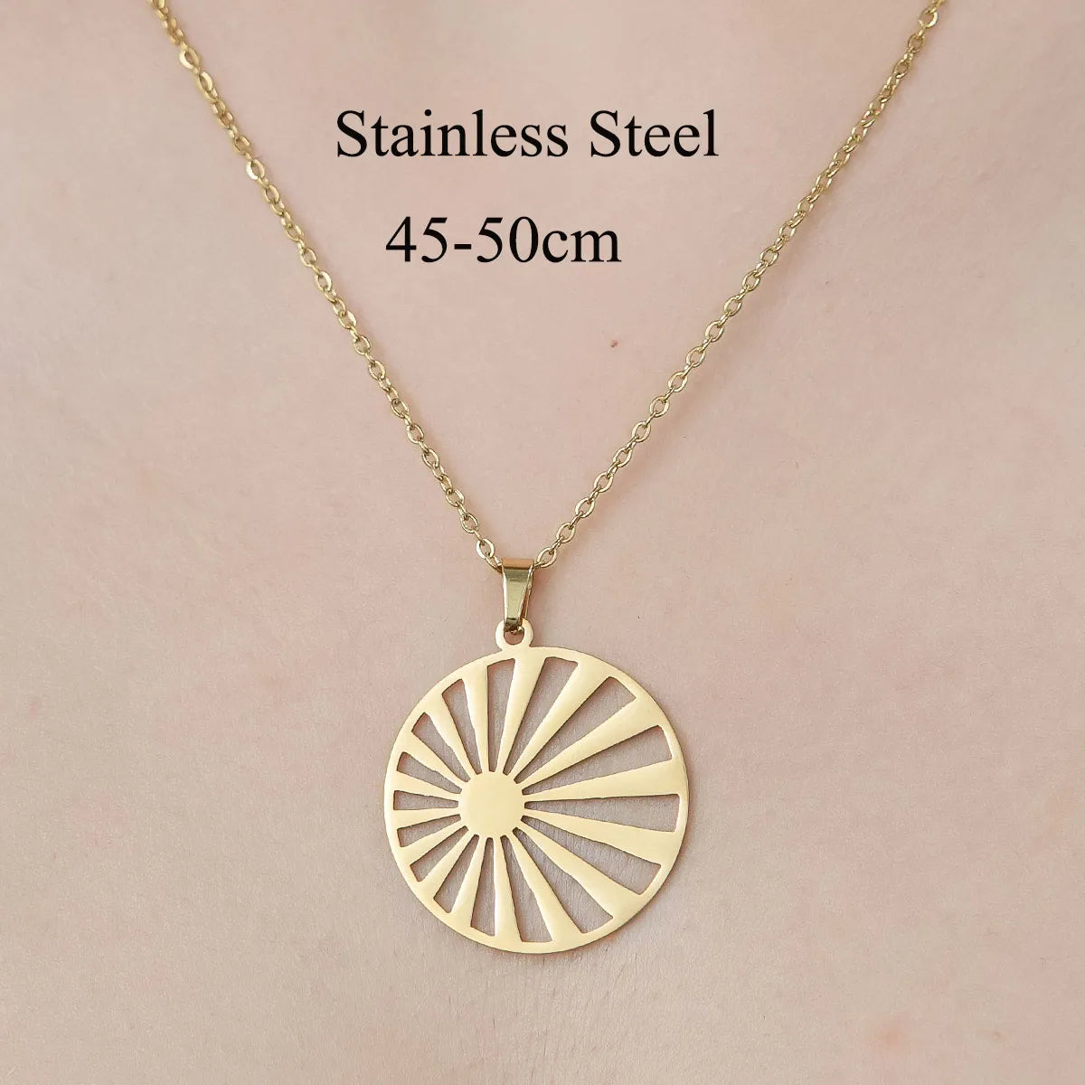 Wholesale Jewelry IG Style Simple Style Cross Sector Moon 201 Stainless Steel 18K Gold Plated Polishing Hollow Out Pendant Necklace