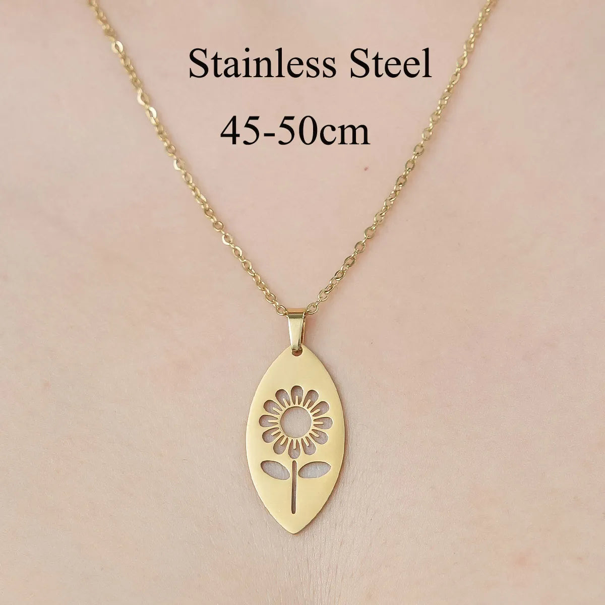 Wholesale Jewelry IG Style Simple Style Cross Sector Moon 201 Stainless Steel 18K Gold Plated Polishing Hollow Out Pendant Necklace