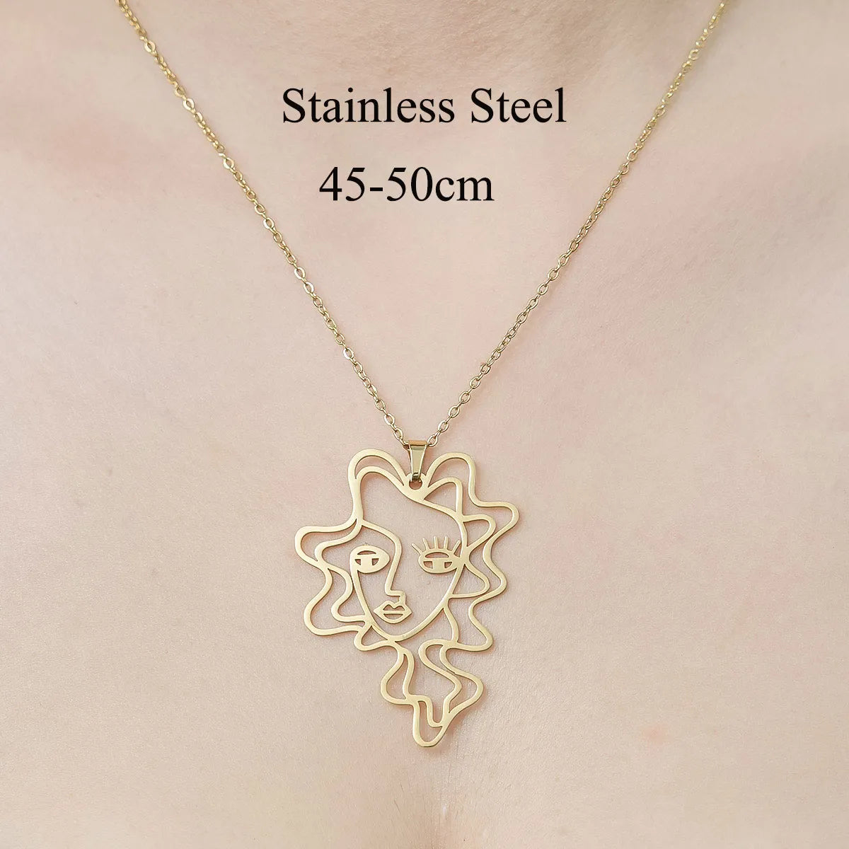 Wholesale Jewelry IG Style Simple Style Cross Sector Moon 201 Stainless Steel 18K Gold Plated Polishing Hollow Out Pendant Necklace