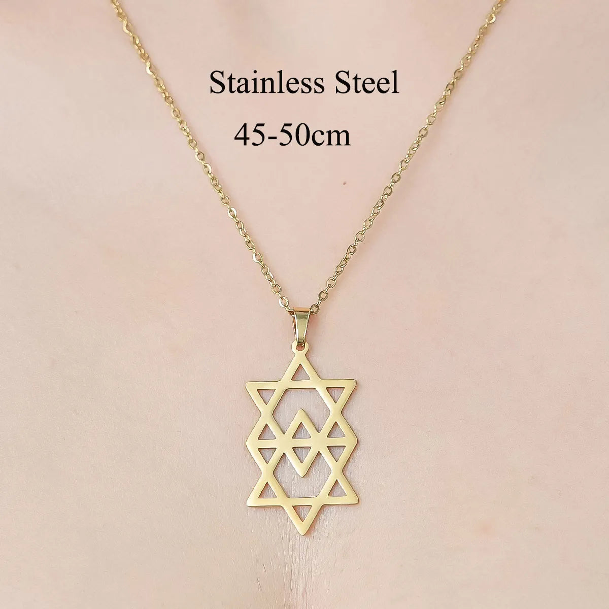 Wholesale Jewelry IG Style Simple Style Cross Sector Moon 201 Stainless Steel 18K Gold Plated Polishing Hollow Out Pendant Necklace