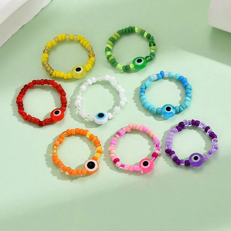 Wholesale Jewelry IG Style Simple Style Devil'S Eye Glass Beaded Rings