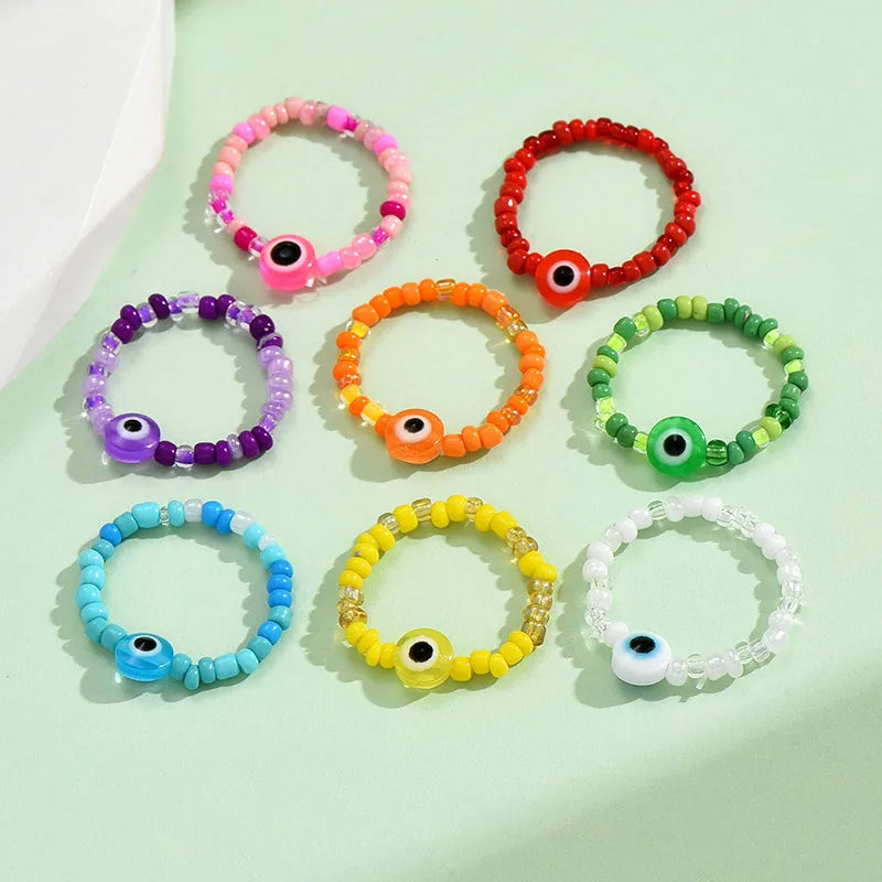 Wholesale Jewelry IG Style Simple Style Devil'S Eye Glass Beaded Rings