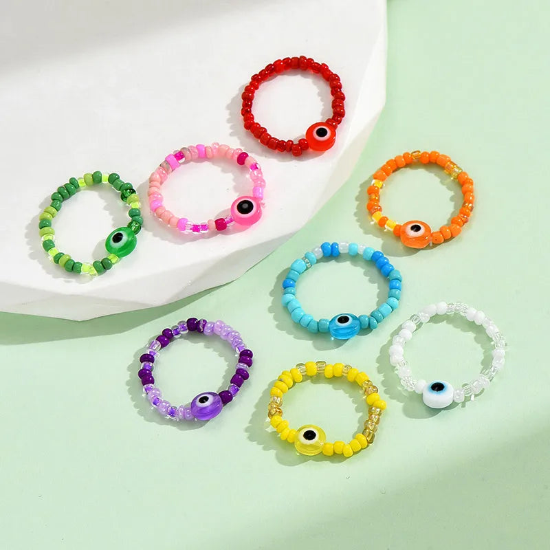 Wholesale Jewelry IG Style Simple Style Devil'S Eye Glass Beaded Rings