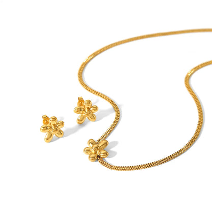 Wholesale Jewelry IG Style Simple Style Flower 304 Stainless Steel 18K Gold Plated Polishing Plating Jewelry Set