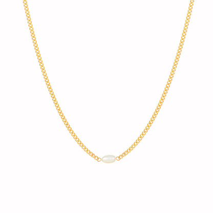 Wholesale Jewelry IG Style Simple Style Geometric 316L Stainless Steel  Freshwater Pearl 18K Gold Plated Necklace