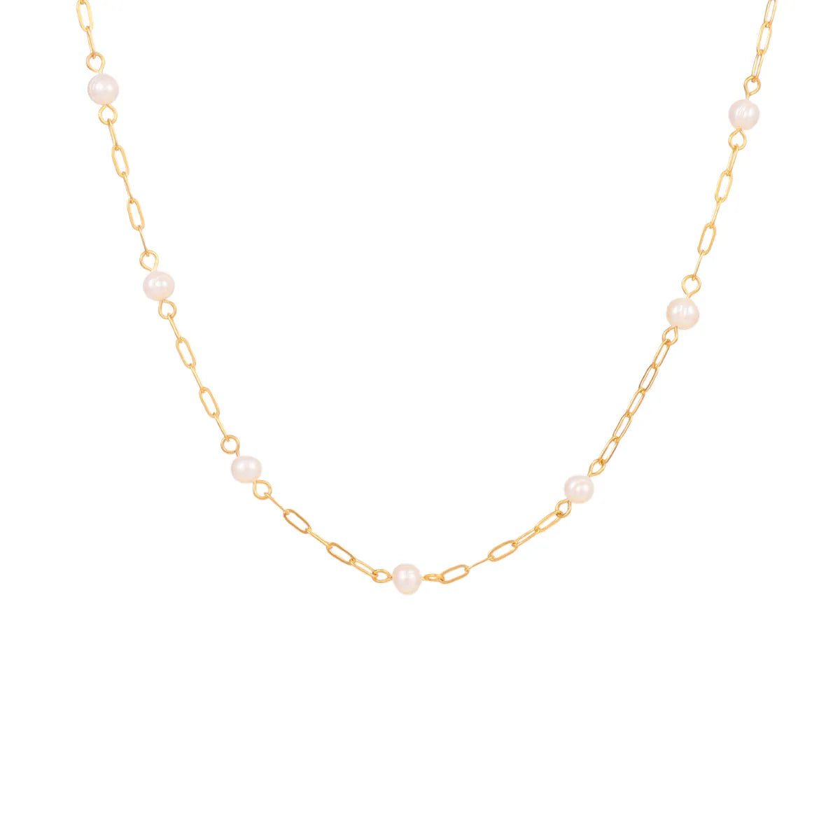 Wholesale Jewelry IG Style Simple Style Geometric 316L Stainless Steel  Freshwater Pearl 18K Gold Plated Necklace