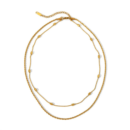 Wholesale Jewelry IG Style Simple Style Geometric Solid Color 201 Stainless Steel 304 Stainless Steel 18K Gold Plated Double Layer Necklaces