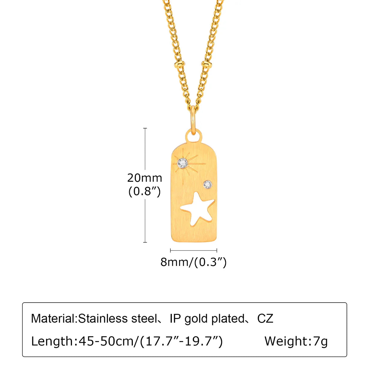 Wholesale Jewelry IG Style Simple Style Geometric Star 201 Stainless Steel Zircon 18K Gold Plated Hollow Out Inlay Pendant Necklace