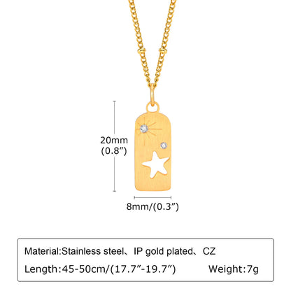 Wholesale Jewelry IG Style Simple Style Geometric Star 201 Stainless Steel Zircon 18K Gold Plated Hollow Out Inlay Pendant Necklace