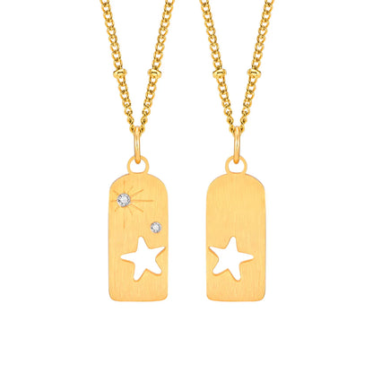 Wholesale Jewelry IG Style Simple Style Geometric Star 201 Stainless Steel Zircon 18K Gold Plated Hollow Out Inlay Pendant Necklace