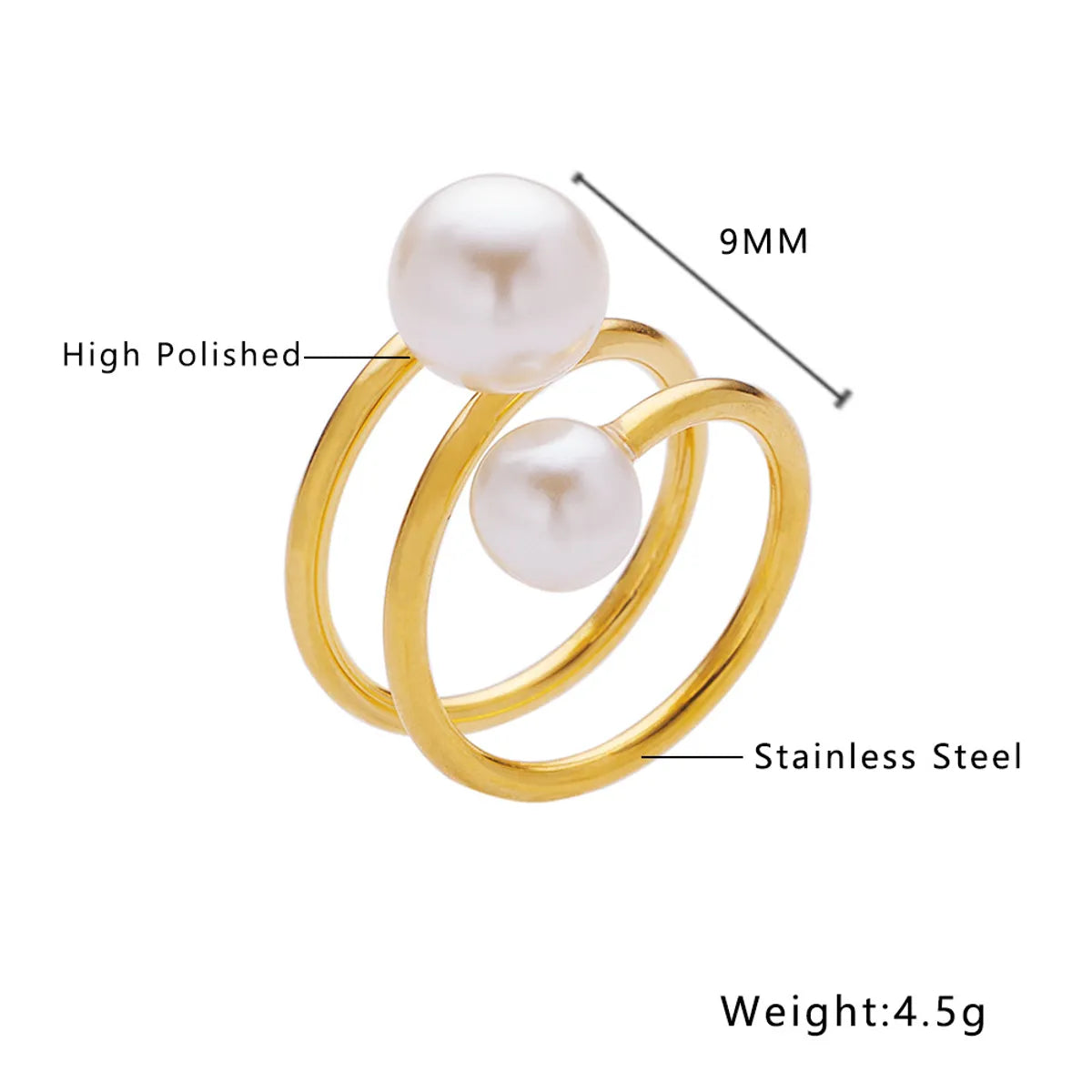 Wholesale Jewelry IG Style Simple Style Geometric Titanium Steel Pearl Zircon Inlay Rings