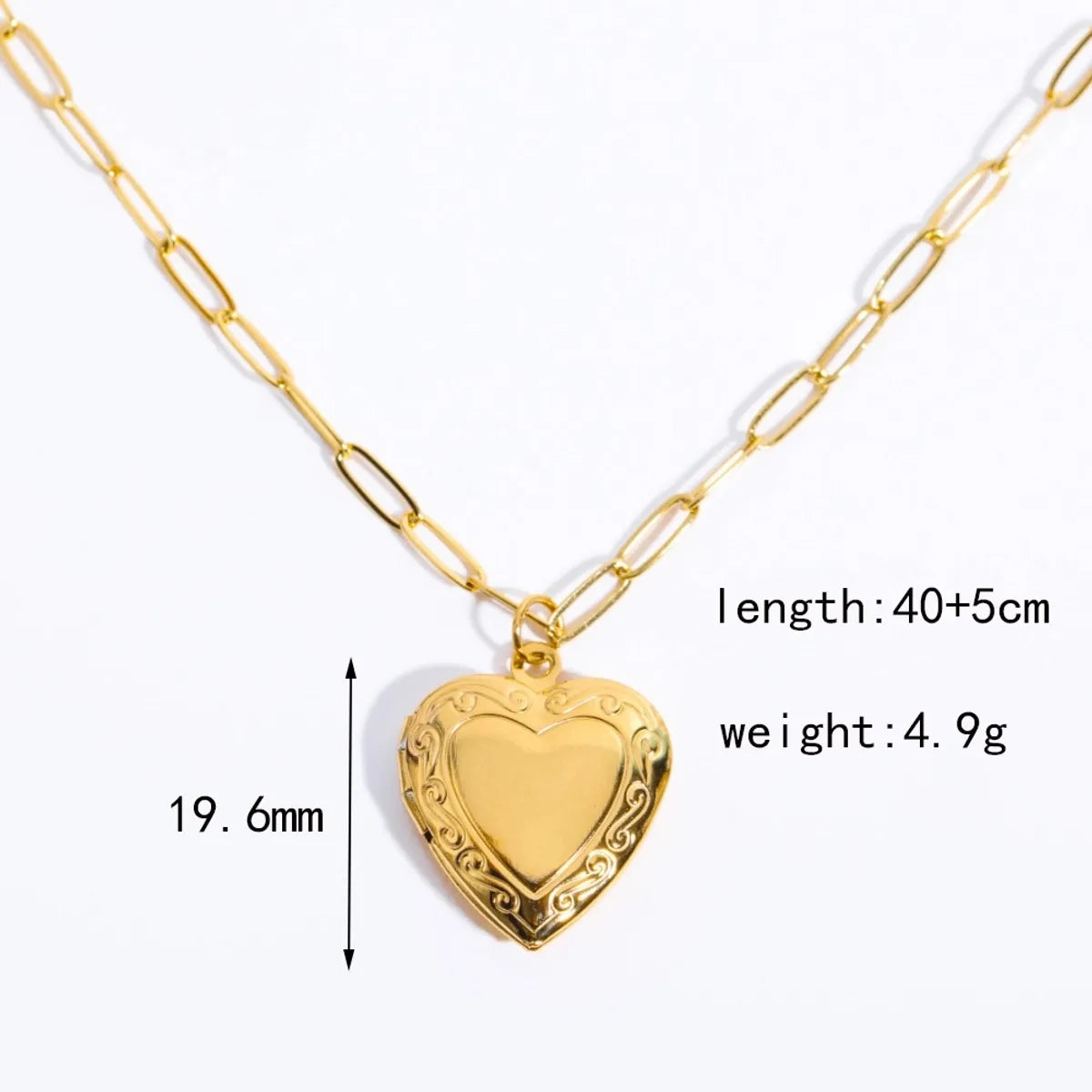 Wholesale Jewelry IG Style Simple Style Heart Shape 304 Stainless Steel 18K Gold Plated Locket Necklace