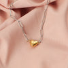 Wholesale Jewelry Simple Style IG Style Customization Laser Engraving Heart Shape 304 Stainless Steel Plating Pendant Necklace Paperclip Chain
