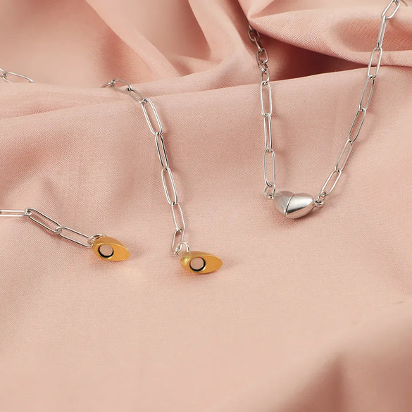 Wholesale Jewelry Simple Style IG Style Customization Laser Engraving Heart Shape 304 Stainless Steel Plating Pendant Necklace Paperclip Chain