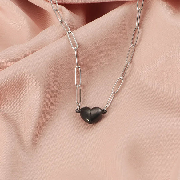 Wholesale Jewelry Simple Style IG Style Customization Laser Engraving Heart Shape 304 Stainless Steel Plating Pendant Necklace Paperclip Chain