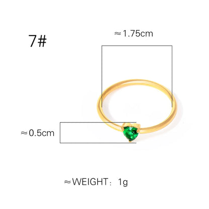 Wholesale Jewelry IG Style Simple Style Heart Shape 304 Stainless Steel Rhinestones 18K Gold Plated Inlay Rings