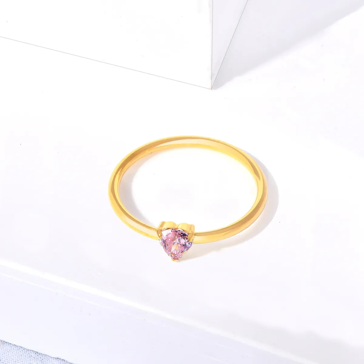 Wholesale Jewelry IG Style Simple Style Heart Shape 304 Stainless Steel Rhinestones 18K Gold Plated Inlay Rings