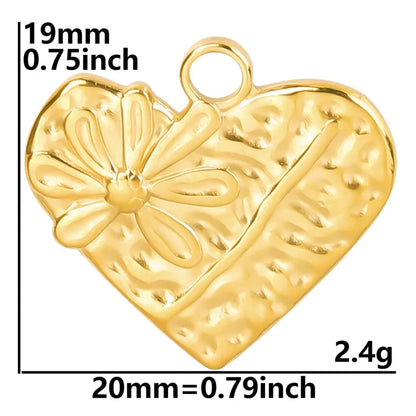 Wholesale Jewelry IG Style Simple Style Heart Shape Flower 304 Stainless Steel 18K Gold Plated Pendant Necklace Necklace Pendant