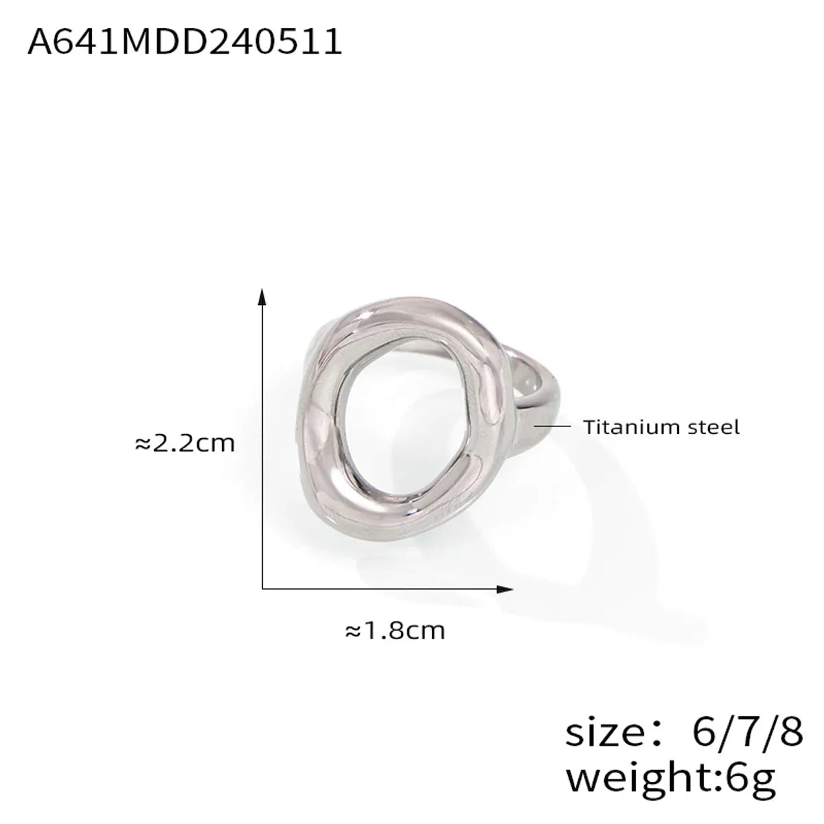 Wholesale Jewelry IG Style Simple Style Korean Style Oval 304 Stainless Steel 18K Gold Plated Hollow Out Rings