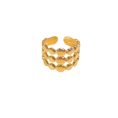 Wholesale Jewelry IG Style Simple Style Leaves Solid Color Snake 304 Stainless Steel 18K Gold Plated Hollow Out Open Rings