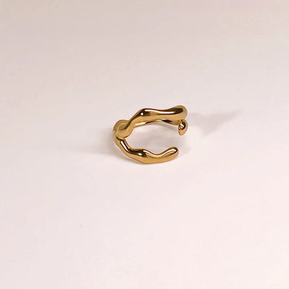 Wholesale Jewelry IG Style Simple Style Leaves Solid Color Snake 304 Stainless Steel 18K Gold Plated Hollow Out Open Rings