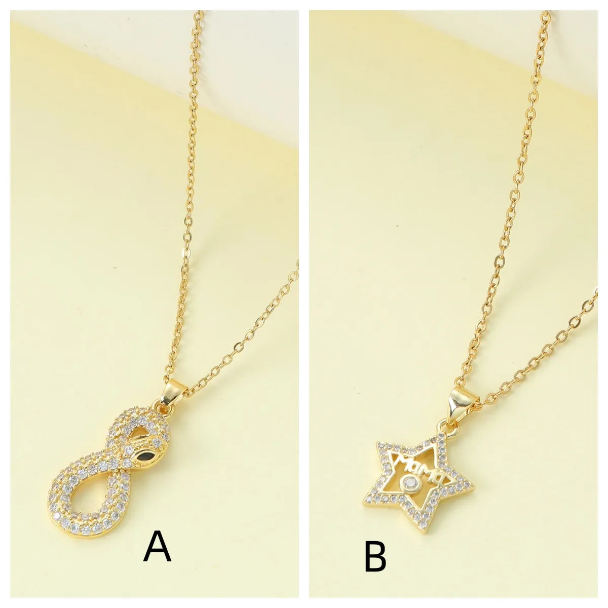 Wholesale Jewelry IG Style Simple Style Letter Star Snake Alloy Rhinestones Hollow Out Inlay Pendant Necklace