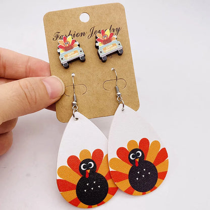 Wholesale Jewelry Ig Style Simple Style Pumpkin Cartoon Water Droplets Pu Leather Drop Earrings