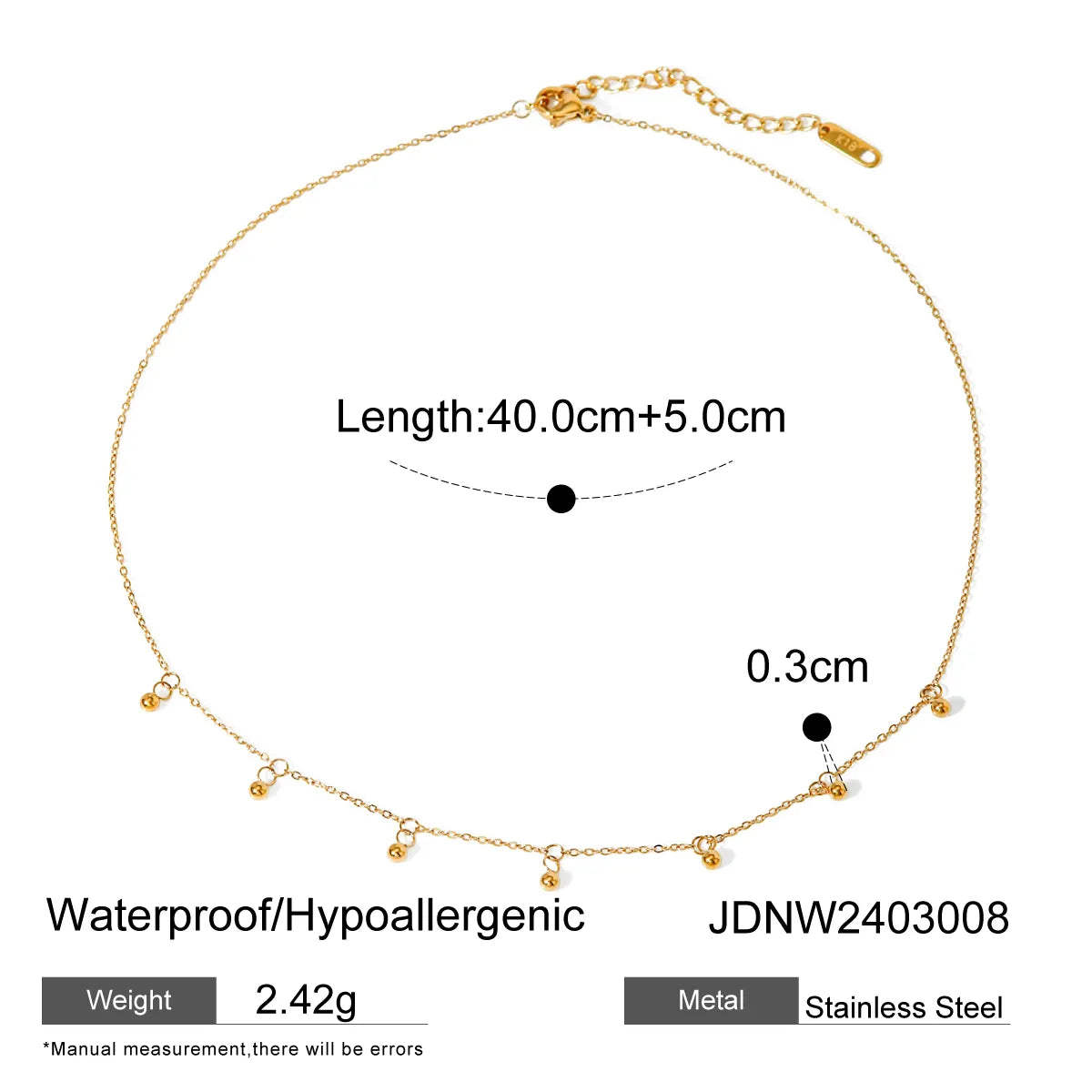 Wholesale Jewelry IG Style Simple Style Round 304 Stainless Steel 18K Gold Plated Necklace