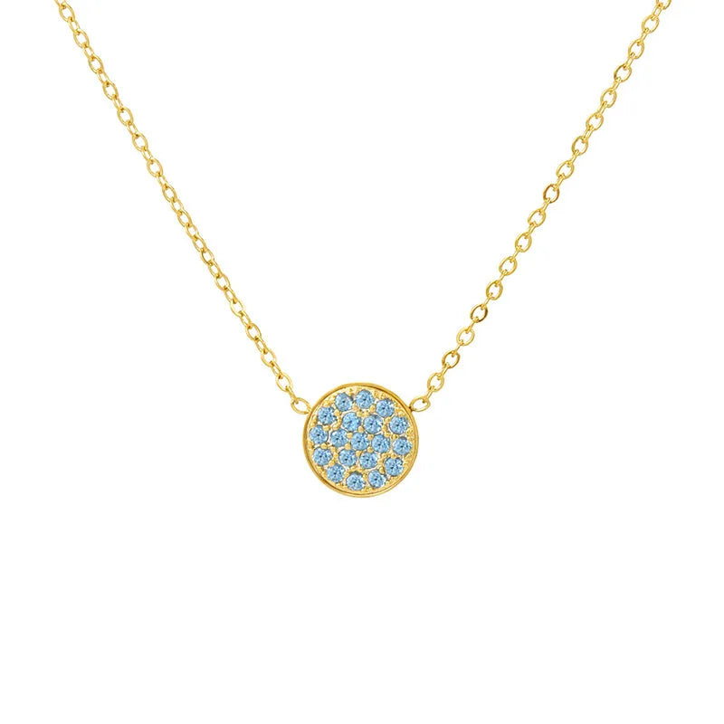 Wholesale Jewelry IG Style Simple Style Round 304 Stainless Steel Zircon 14K Gold Plated Inlay Necklace