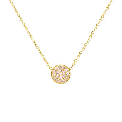 Wholesale Jewelry IG Style Simple Style Round 304 Stainless Steel Zircon 14K Gold Plated Inlay Necklace