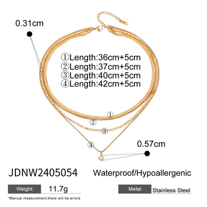 Wholesale Jewelry IG Style Simple Style Round 304 Stainless Steel Zircon Inlay Layered Necklaces