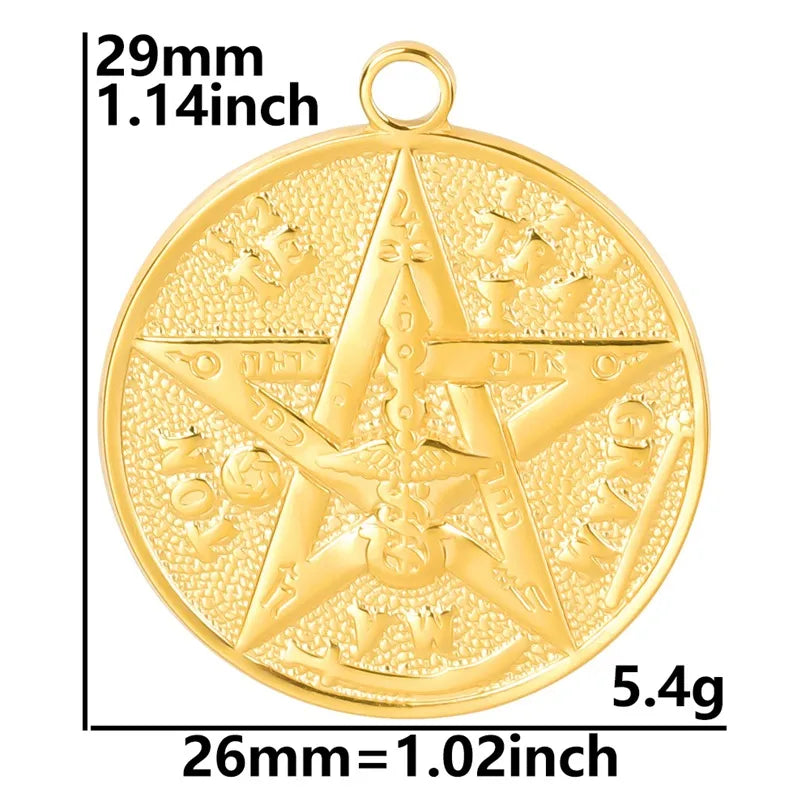 Wholesale Jewelry IG Style Simple Style Round Letter Star 304 Stainless Steel 18K Gold Plated Pendant Necklace Necklace Pendant