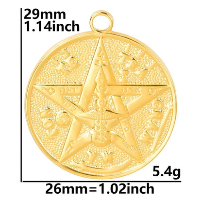 Wholesale Jewelry IG Style Simple Style Round Letter Star 304 Stainless Steel 18K Gold Plated Pendant Necklace Necklace Pendant