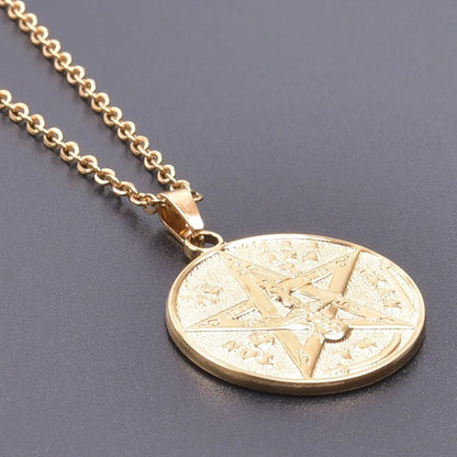 Wholesale Jewelry IG Style Simple Style Round Letter Star 304 Stainless Steel 18K Gold Plated Pendant Necklace Necklace Pendant