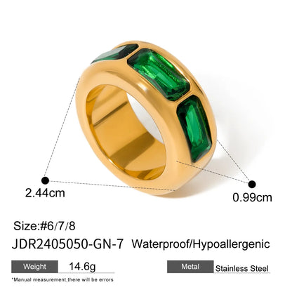 Wholesale Jewelry IG Style Simple Style Round Rectangle 316 Stainless Steel  Zircon Inlay Rings