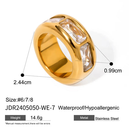 Wholesale Jewelry IG Style Simple Style Round Rectangle 316 Stainless Steel  Zircon Inlay Rings