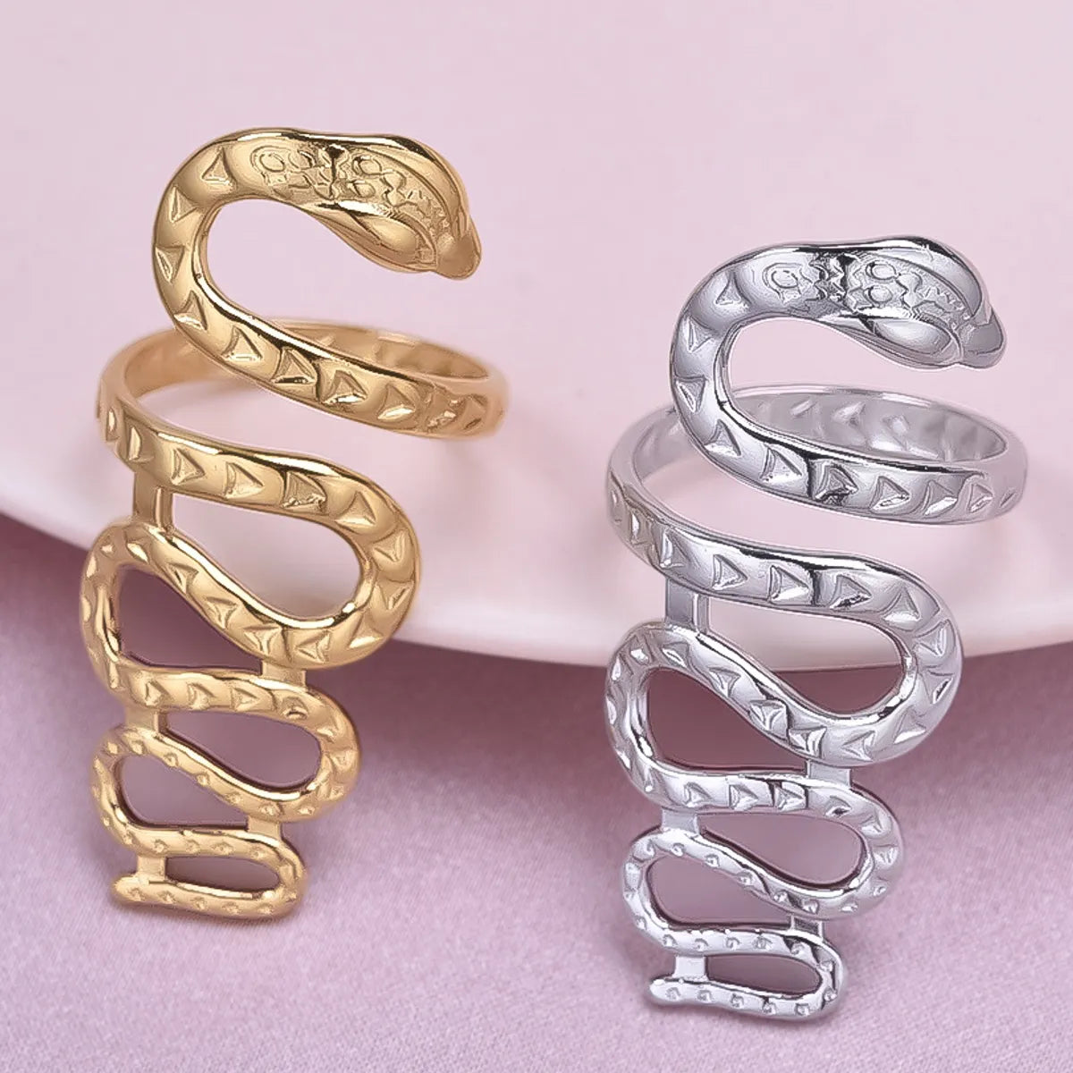 Wholesale Jewelry IG Style Simple Style Snake 304 Stainless Steel 18K Gold Plated Polishing Rings