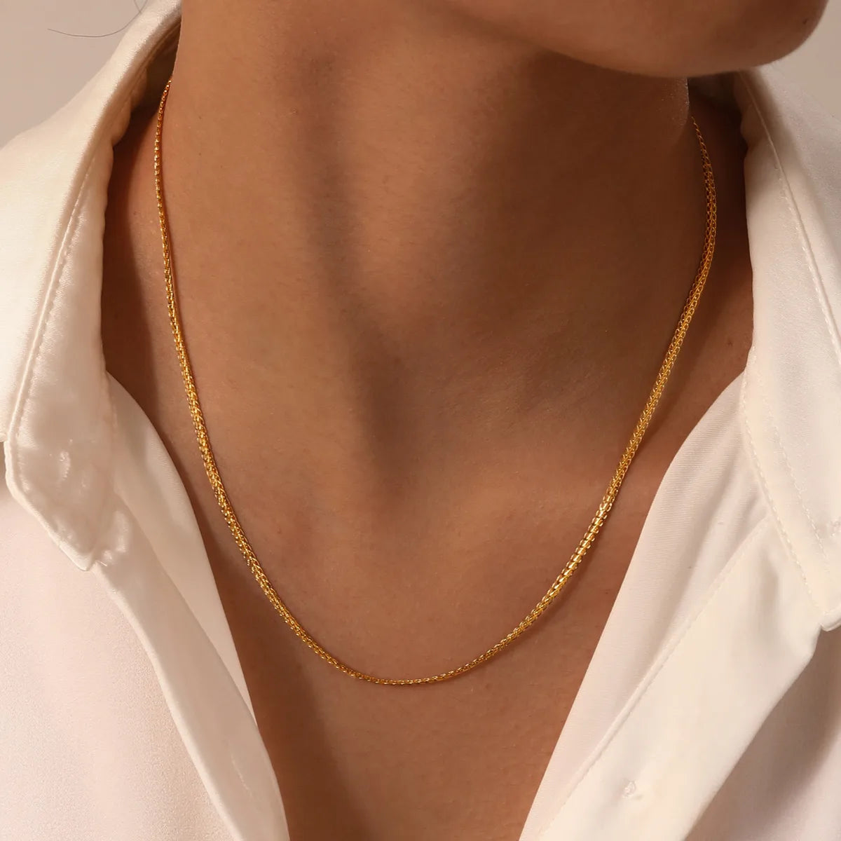 Wholesale Jewelry IG Style Simple Style Solid Color 201 Stainless Steel 18K Gold Plated Handmade Necklace