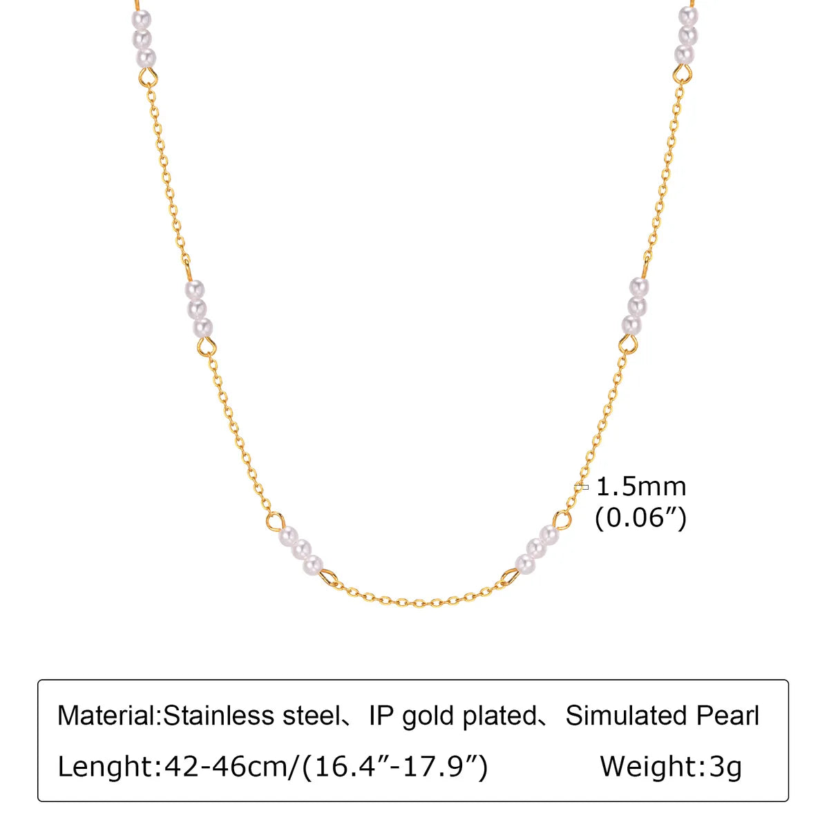 Wholesale Jewelry IG Style Simple Style Solid Color 201 Stainless Steel 18K Gold Plated Handmade Pearl Necklace