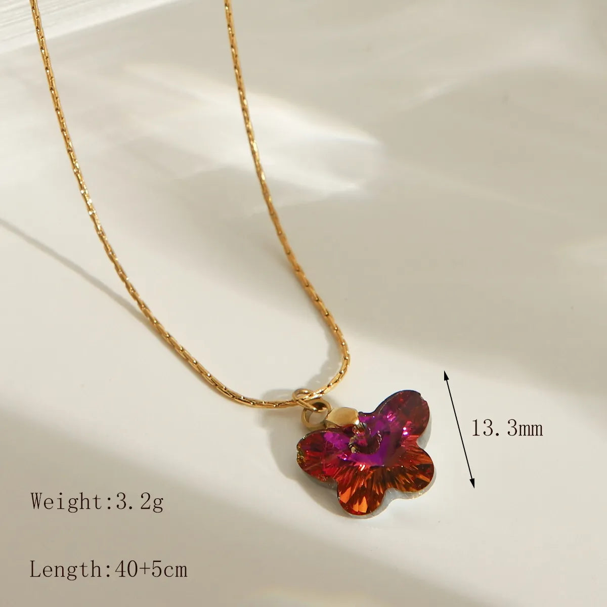 Wholesale Jewelry IG Style Simple Style Star Heart Shape Butterfly 304 Stainless Steel Glass 18K Gold Plated Pendant Necklace