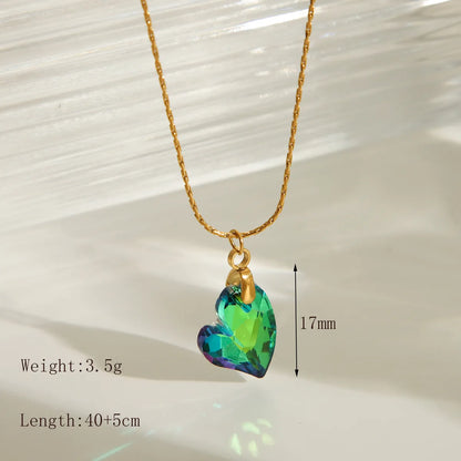 Wholesale Jewelry IG Style Simple Style Star Heart Shape Butterfly 304 Stainless Steel Glass 18K Gold Plated Pendant Necklace