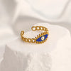 Wholesale Jewelry IG Style Simple Style Star Oval Wings 304 Stainless Steel 18K Gold Plated Enamel Open Rings