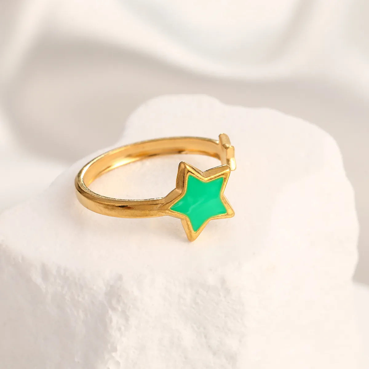 Wholesale Jewelry IG Style Simple Style Star Oval Wings 304 Stainless Steel 18K Gold Plated Enamel Open Rings