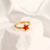 Wholesale Jewelry IG Style Simple Style Star Oval Wings 304 Stainless Steel 18K Gold Plated Enamel Open Rings