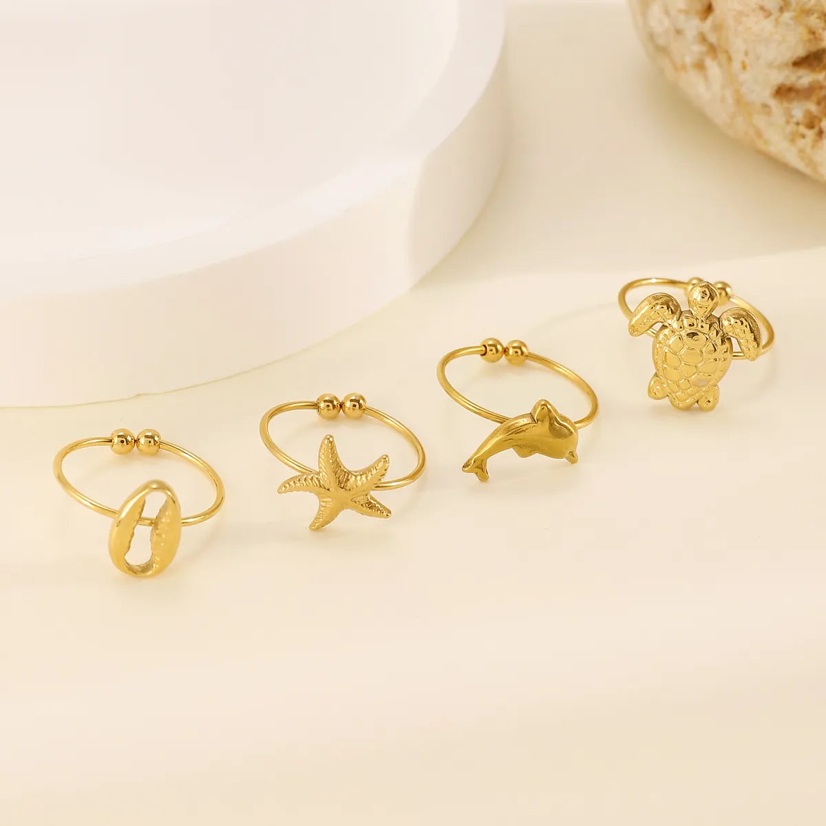 Wholesale Jewelry IG Style Simple Style Starfish Dolphin Shell 304 Stainless Steel 18K Gold Plated Toe Rings