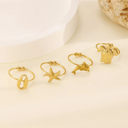 Wholesale Jewelry IG Style Simple Style Starfish Dolphin Shell 304 Stainless Steel 18K Gold Plated Toe Rings