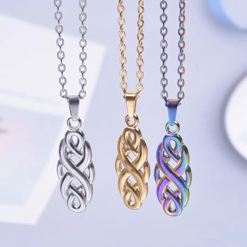 Wholesale Jewelry IG Style Simple Style Witches Knot 304 Stainless Steel Plating Hollow Out Pendant Necklace Necklace Pendant