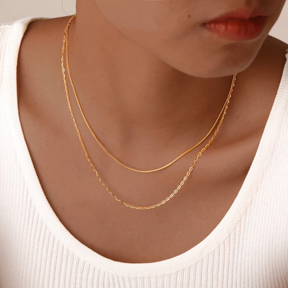 Wholesale Jewelry IG Style Solid Color 201 Stainless Steel 18K Gold Plated Necklace