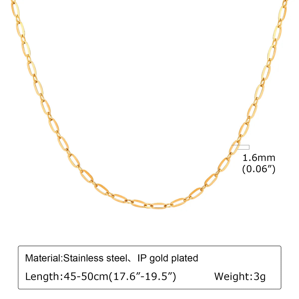 Wholesale Jewelry IG Style Solid Color 201 Stainless Steel 18K Gold Plated Necklace